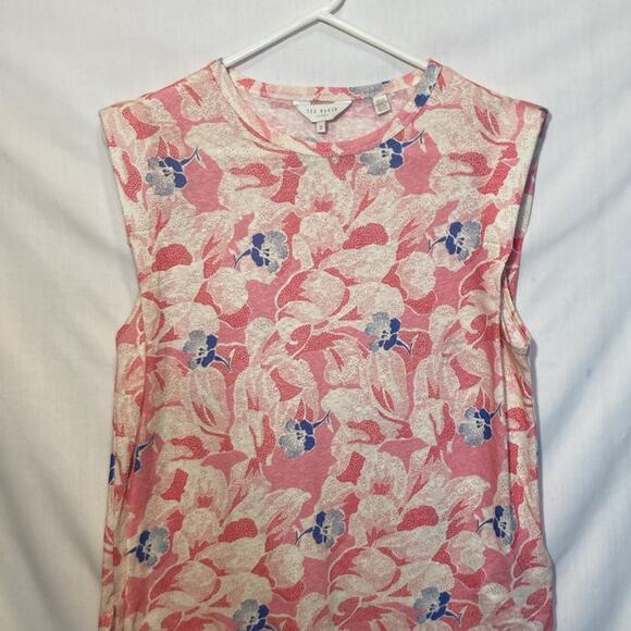 Ted Baker London Kashaa top Linen Padded Shoulder Floral Blouse Size 2 - Picture 5 of 10